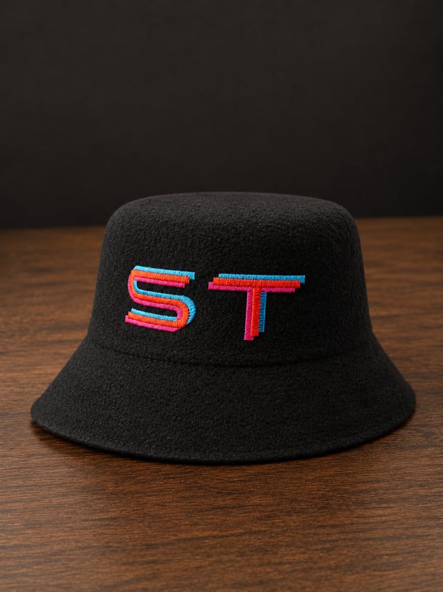 Black terry bucket hat with ST logo